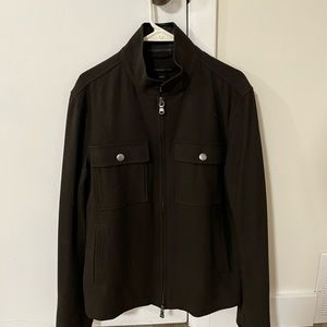 •JOHN VARVATOS• Luxe Wool Full Zip Jacket Leather
Trim Medium